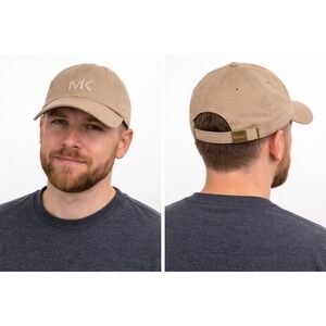 Michael Kors MK Logo‎ Baseball Cap Hat Tan Khaki Adjustable One Size Mens Womens